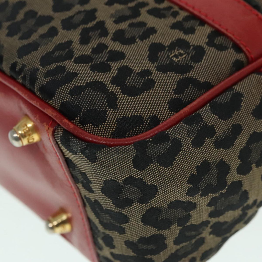 FENDI Hand Bag Canvas 2way Beige Red gold 89729