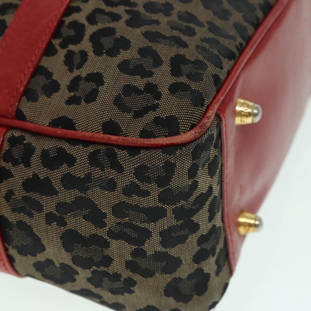 FENDI Hand Bag Canvas 2way Beige Red gold 89729