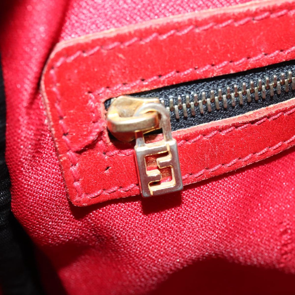 FENDI Hand Bag Canvas 2way Beige Red gold 89729