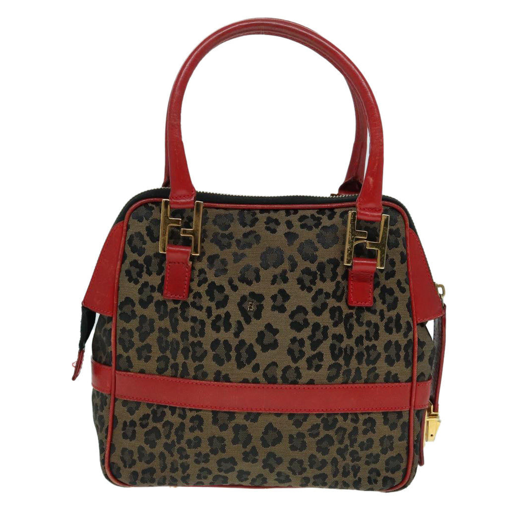 FENDI Hand Bag Canvas 2way Beige Red gold 89729