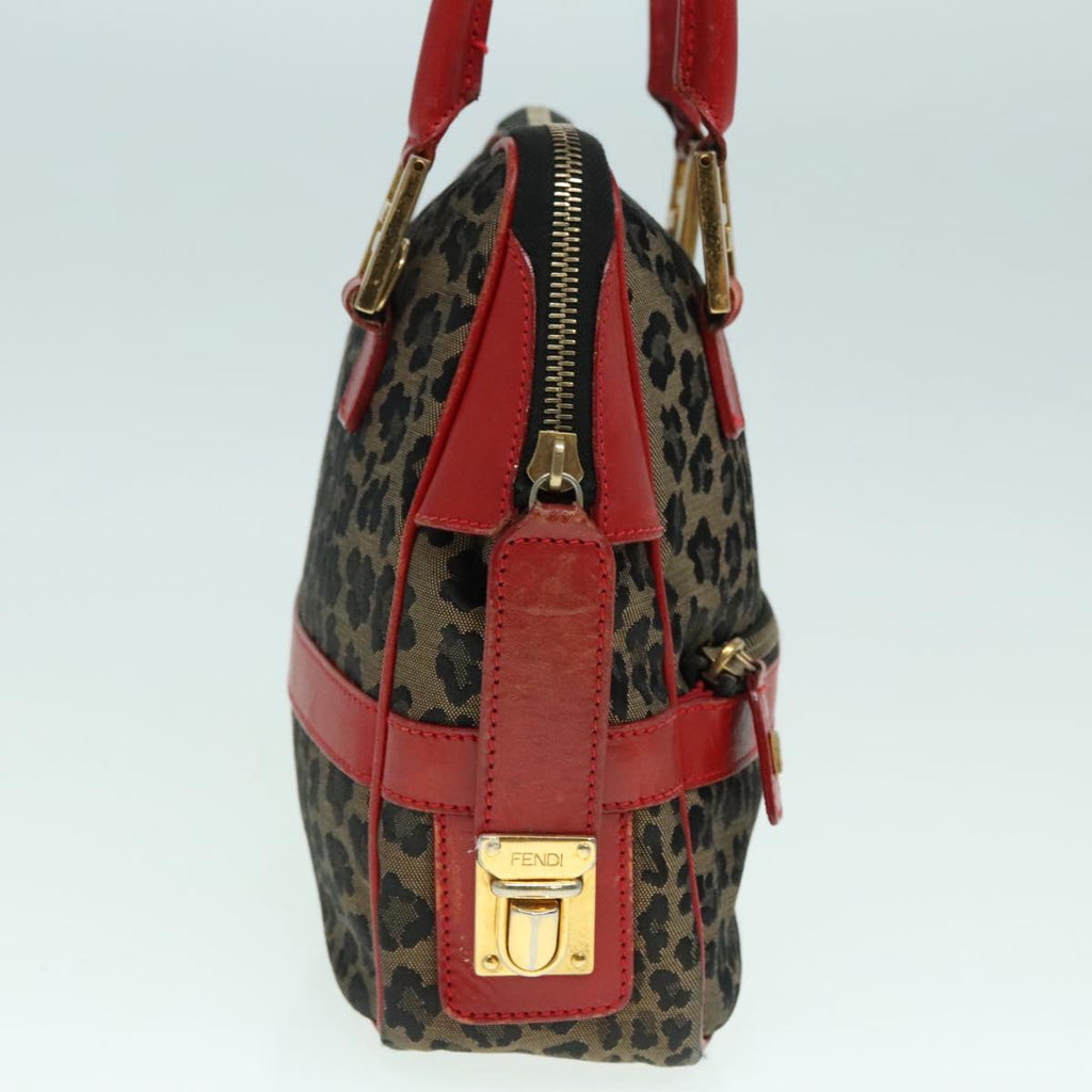FENDI Hand Bag Canvas 2way Beige Red gold 89729