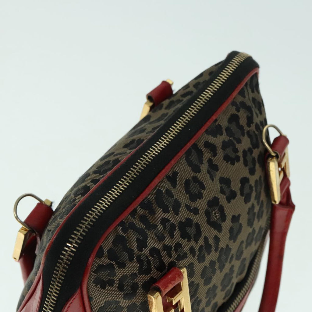 FENDI Hand Bag Canvas 2way Beige Red gold 89729