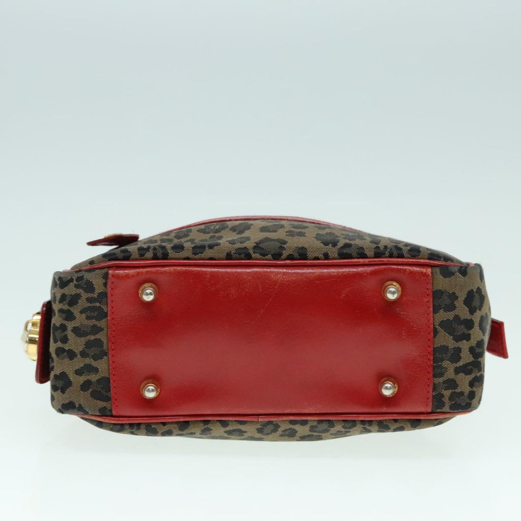 FENDI Hand Bag Canvas 2way Beige Red gold 89729