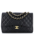 CHANEL Vintage Classic Single Flap Bag Quilted Caviar Jumbo
