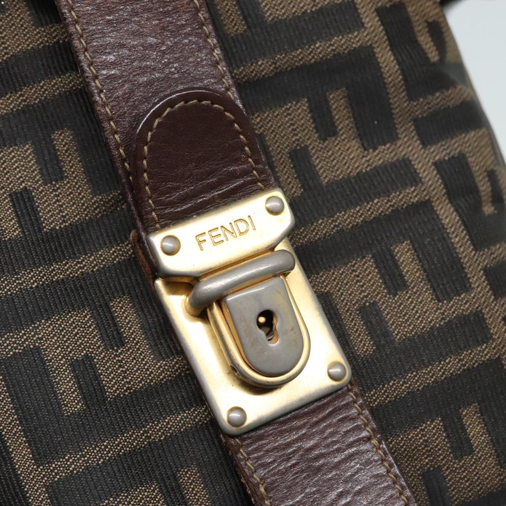 FENDI Zucca Canvas Hand Bag 2way Brown Black gold 89813