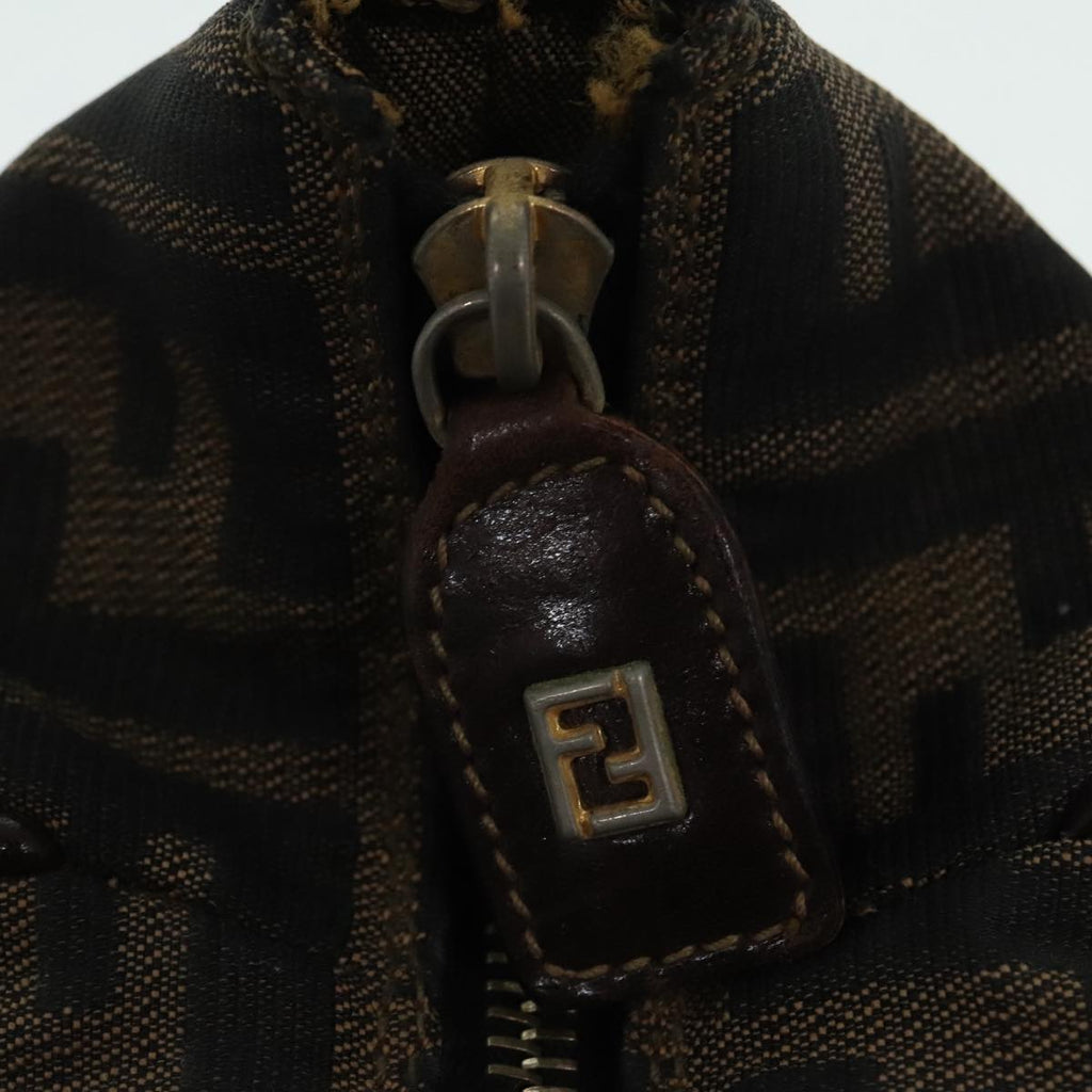 FENDI Zucca Canvas Hand Bag 2way Brown Black gold 89813