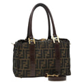 FENDI Zucca Canvas Hand Bag 2way Brown Black gold 89813