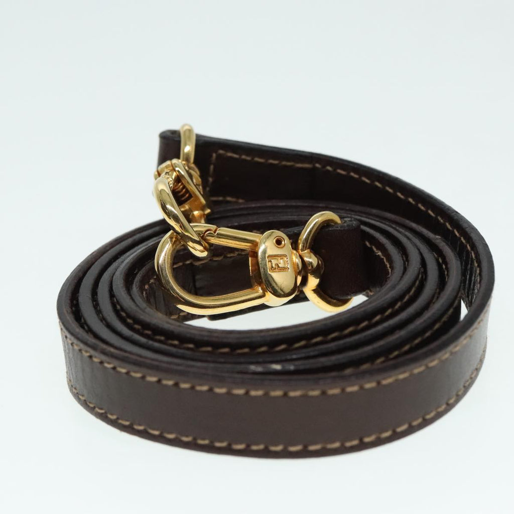 FENDI Zucca Canvas Hand Bag 2way Brown Black gold 89813