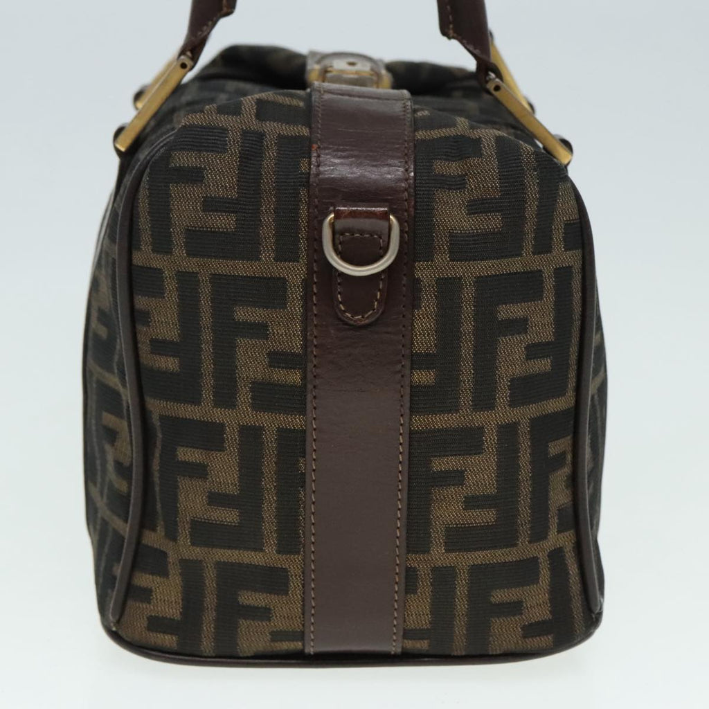 FENDI Zucca Canvas Hand Bag 2way Brown Black gold 89813
