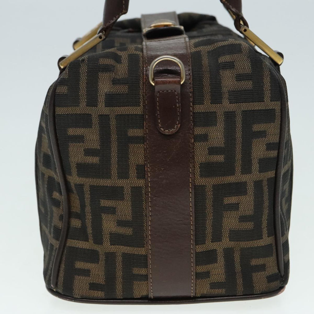 FENDI Zucca Canvas Hand Bag 2way Brown Black gold 89813