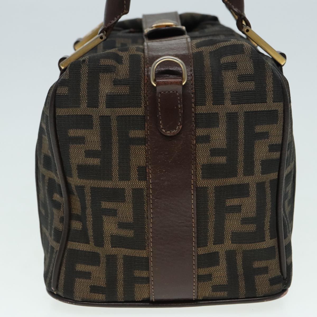 FENDI Zucca Canvas Hand Bag 2way Brown Black gold 89813