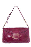 Sergio Rossi Magenta Lizard Skin Shoulder Bag