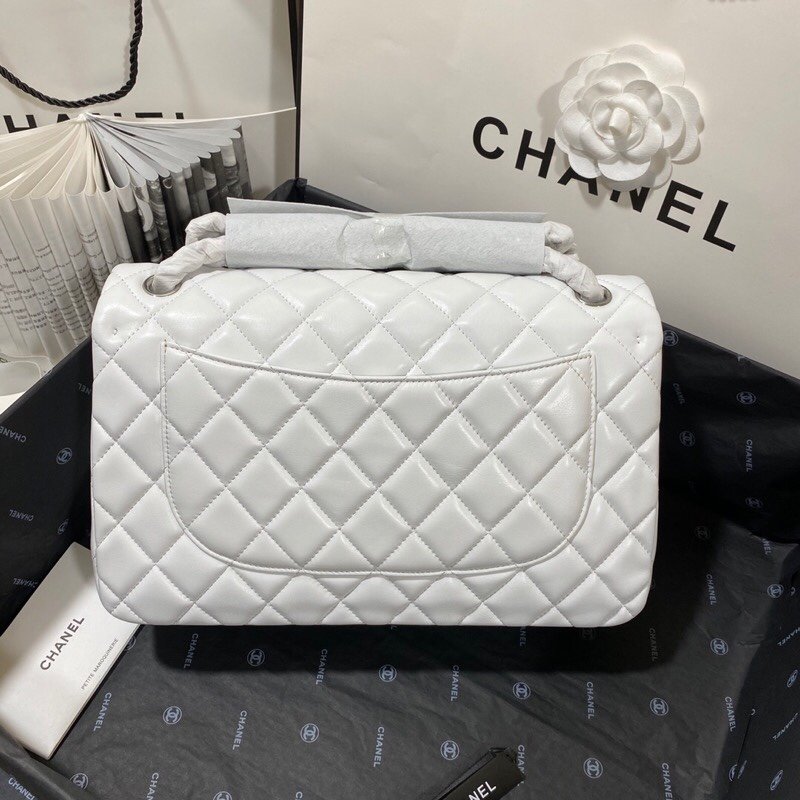 CHLLarge Classic Handbag Silver Hardware White For Women, Women’s Handbags, Shoulder Bags 11.8in/30cm