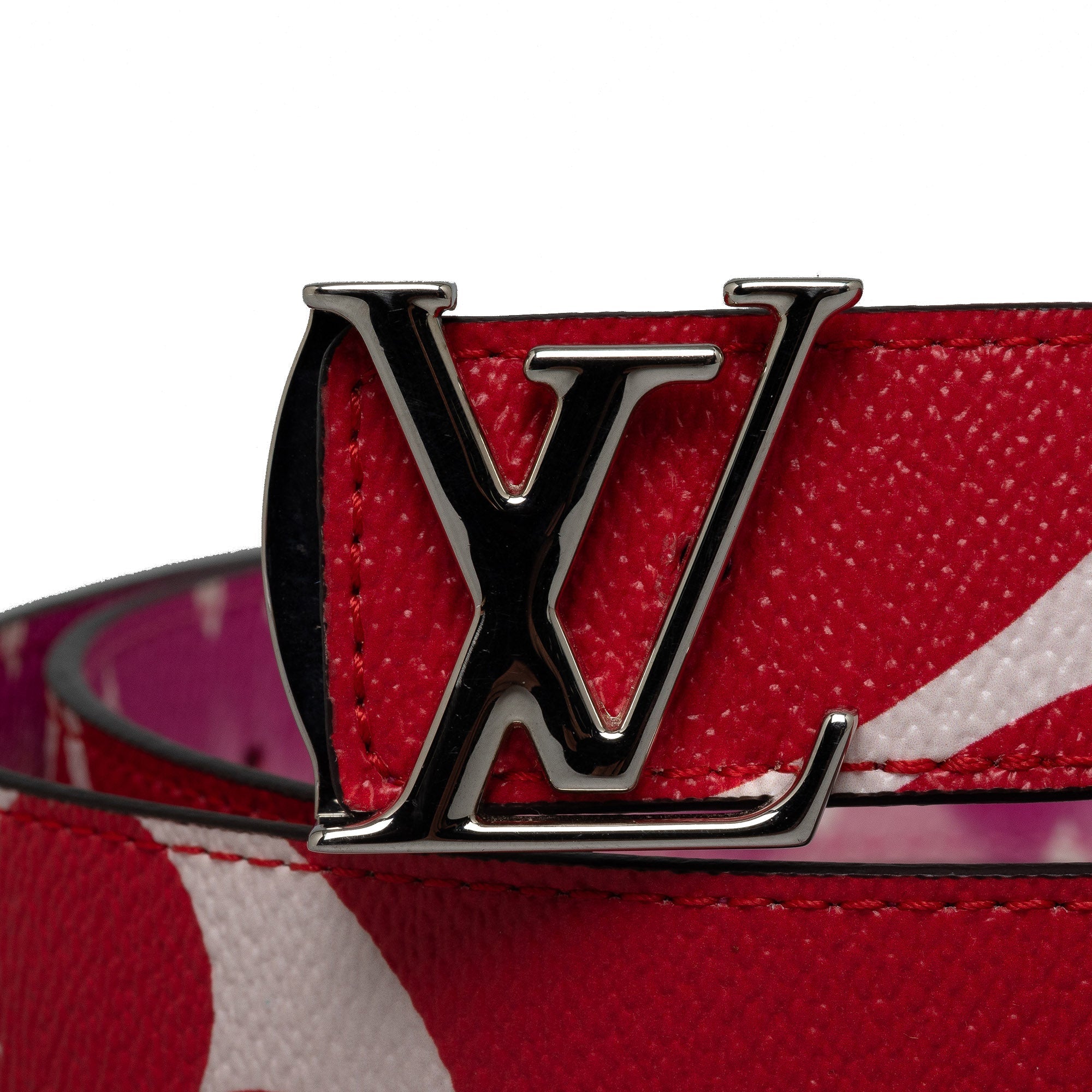 Red Louis Vuitton Monogram Giant Iconic Reversible Belt