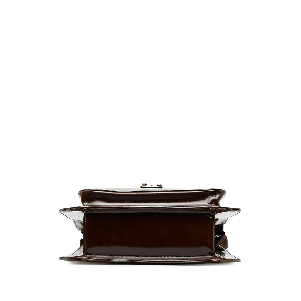 Brown Versace Patent Leather Tote Bag