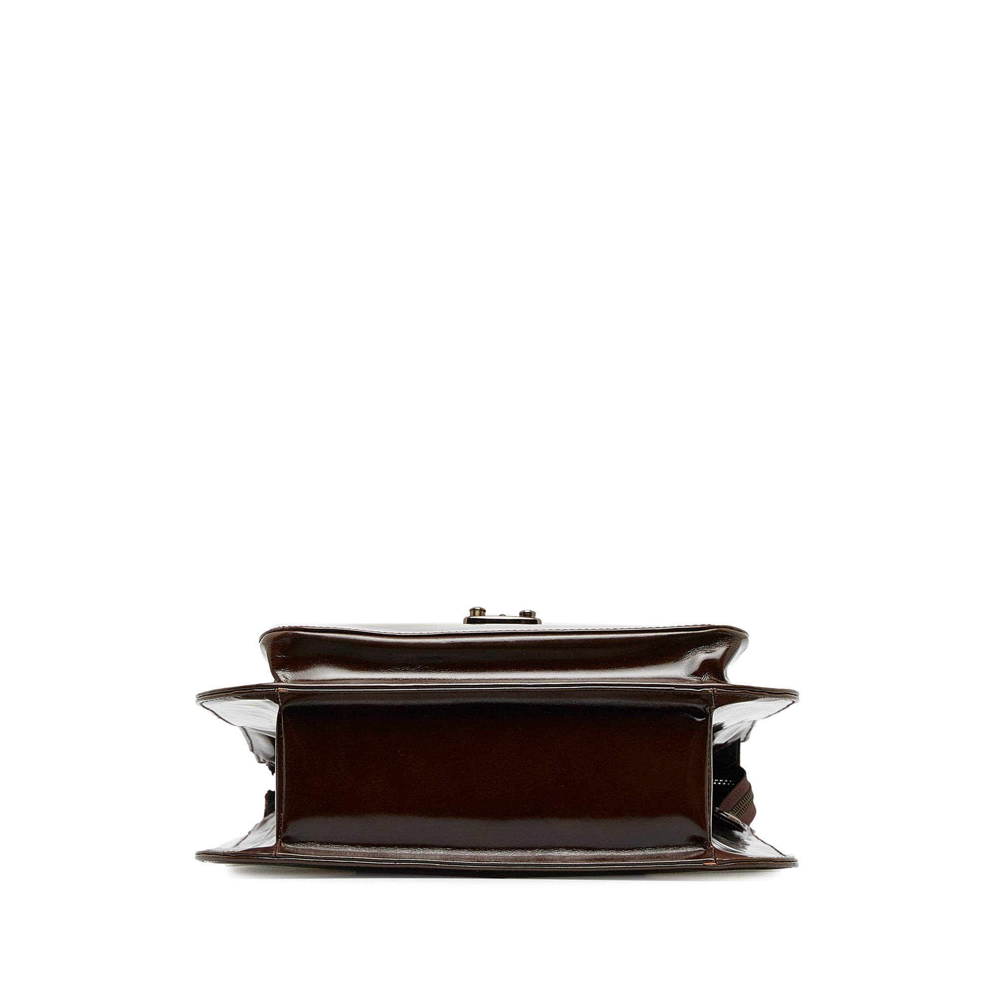 Brown Versace Patent Leather Tote Bag