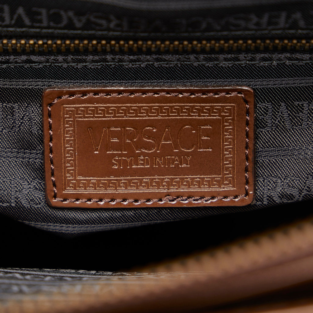 Brown Versace Patent Leather Tote Bag