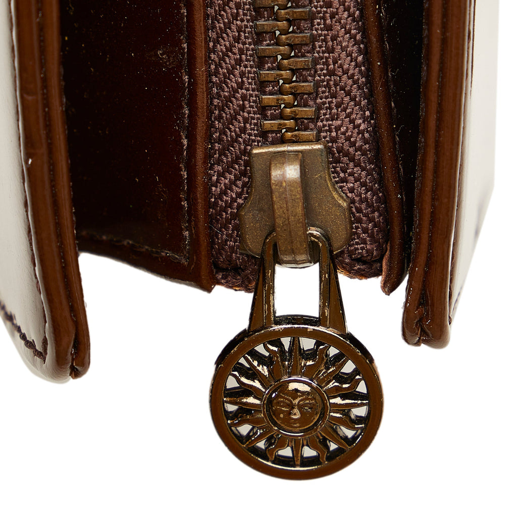 Brown Versace Patent Leather Tote Bag