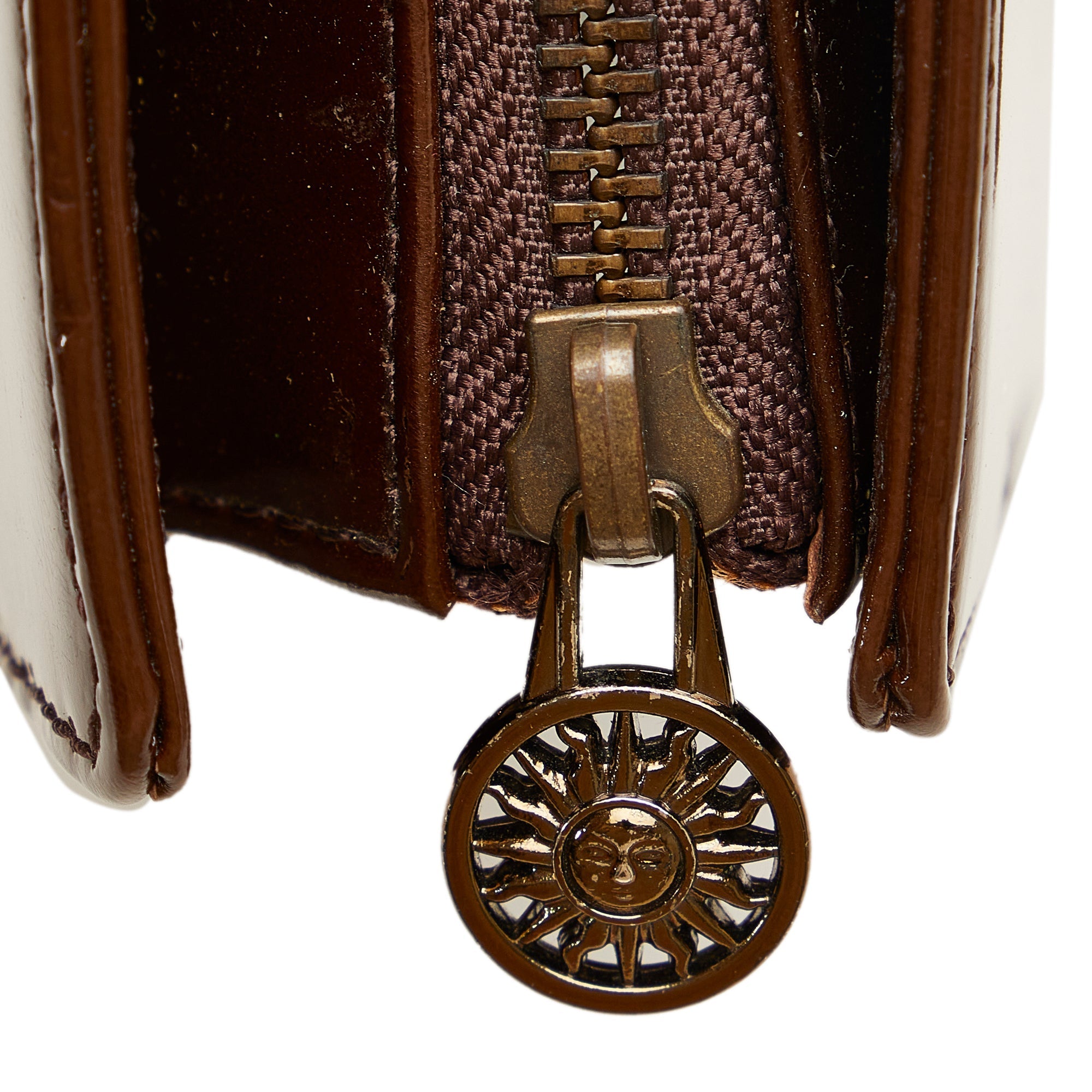 Brown Versace Patent Leather Tote Bag