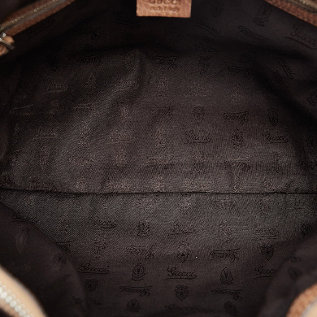 Tan Gucci Medium GG Canvas Bamboo Bar Tote