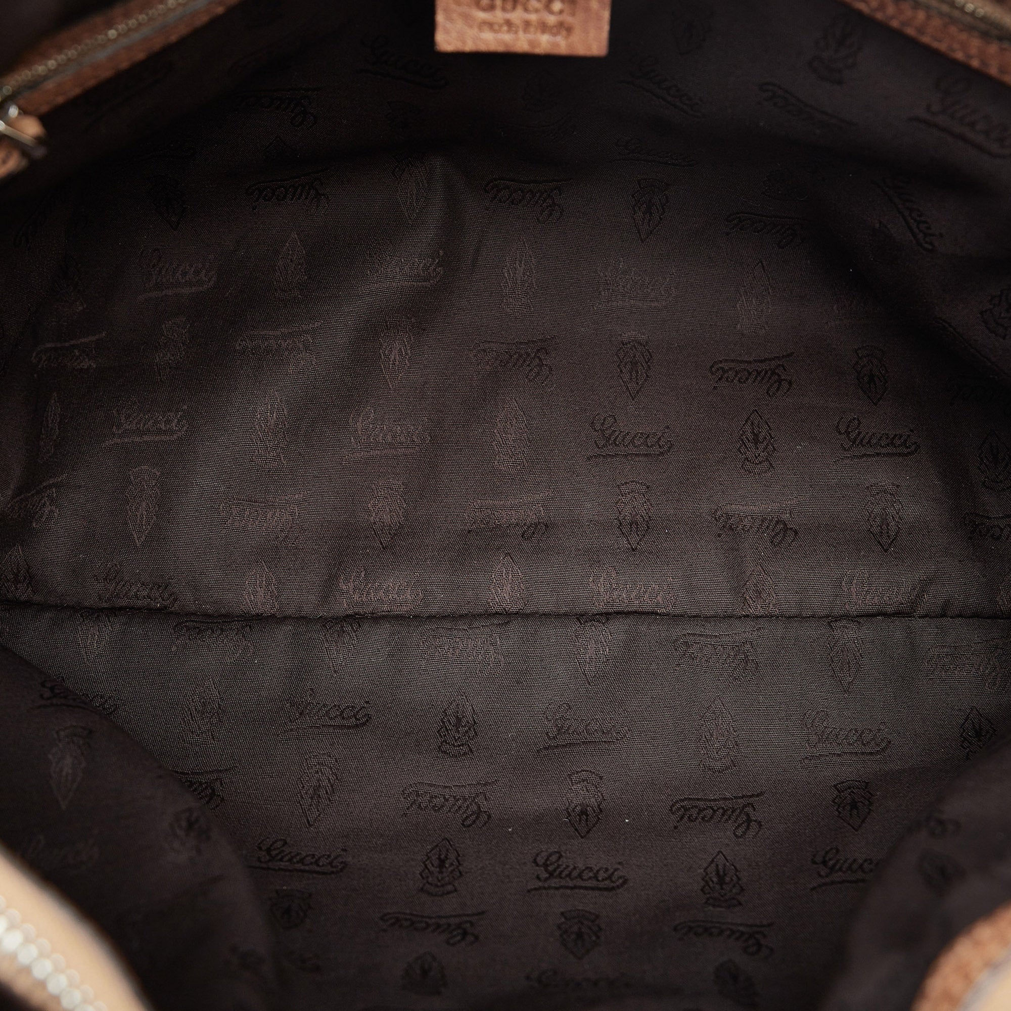 Tan Gucci Medium GG Canvas Bamboo Bar Tote
