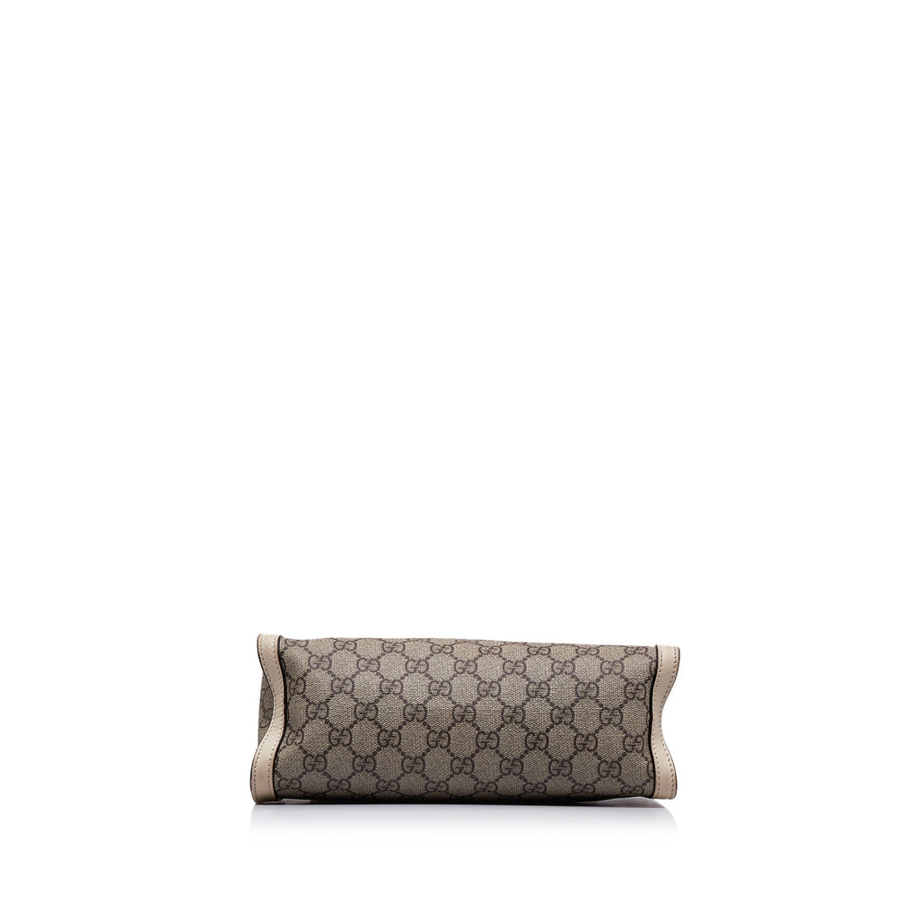 Brown Gucci Small GG Supreme Padlock Tote