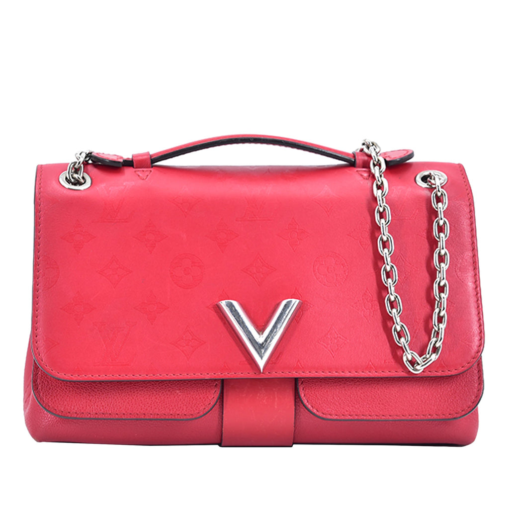 Red Louis Vuitton Monogram Cuir Plume Ecume Very Chain Bag Satchel