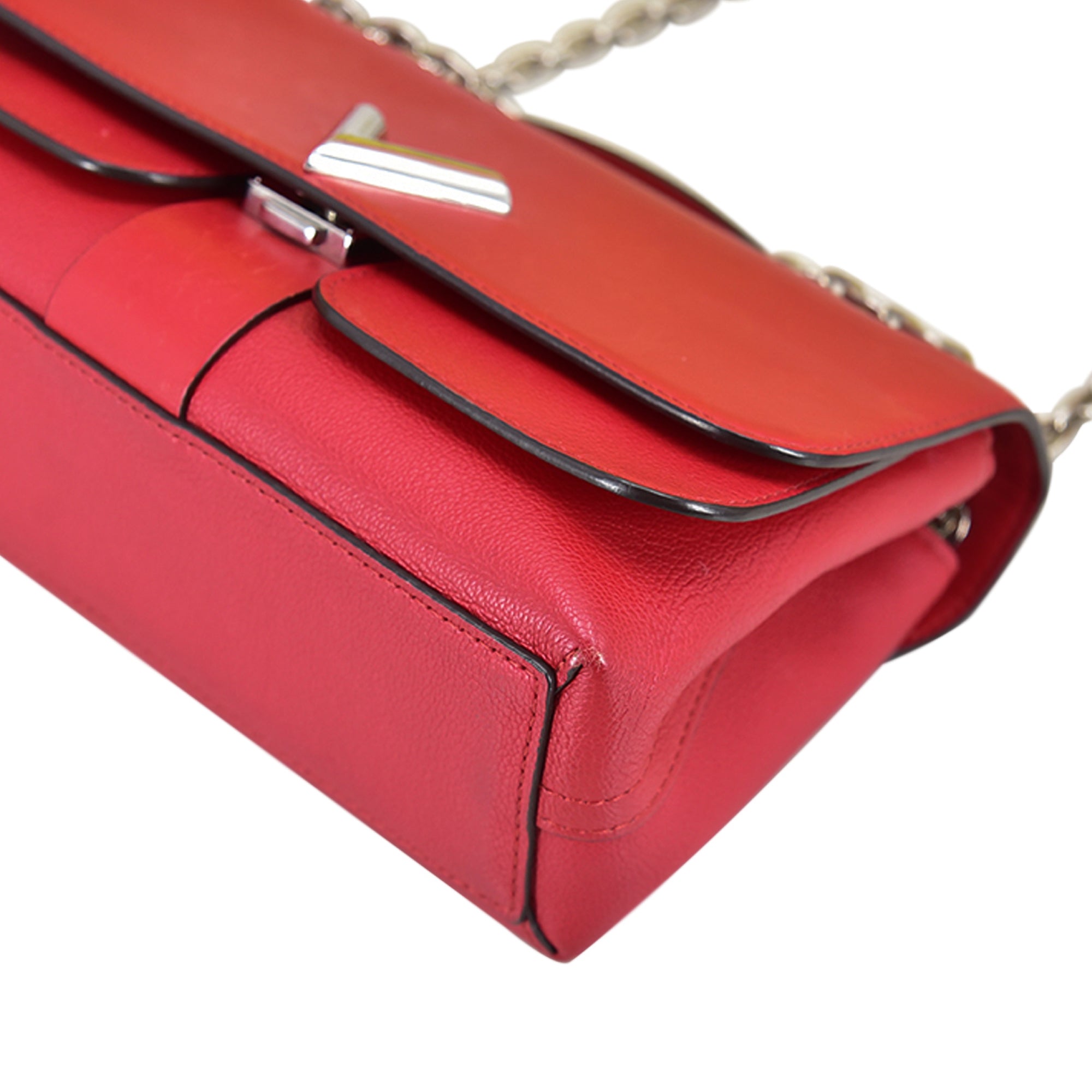 Red Louis Vuitton Monogram Cuir Plume Ecume Very Chain Bag Satchel