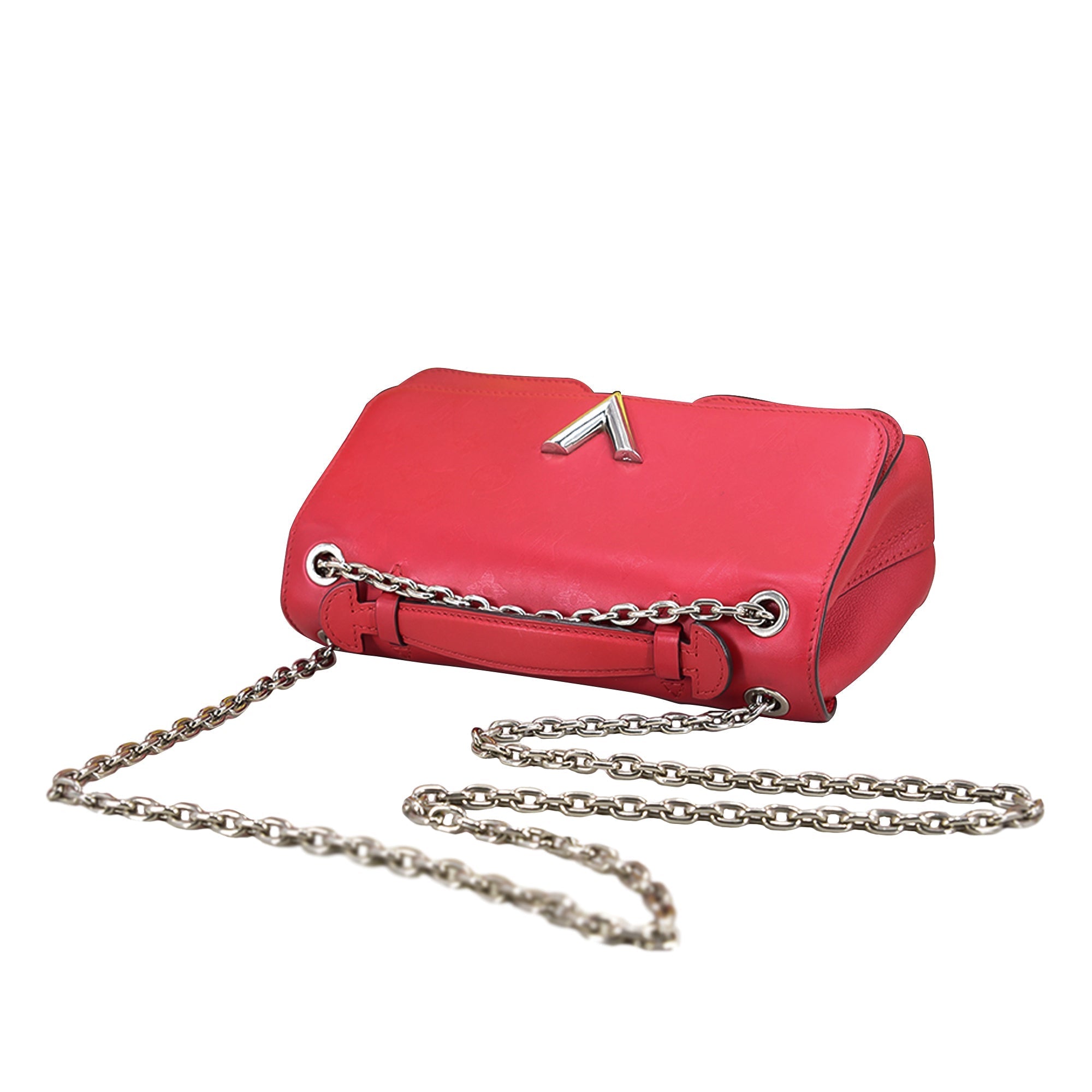 Red Louis Vuitton Monogram Cuir Plume Ecume Very Chain Bag Satchel