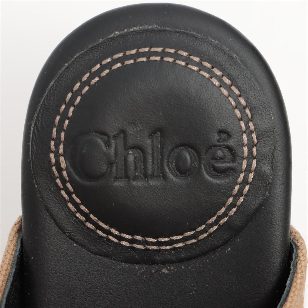 Chloe Verena Canvas  Leather Wedge Sandal