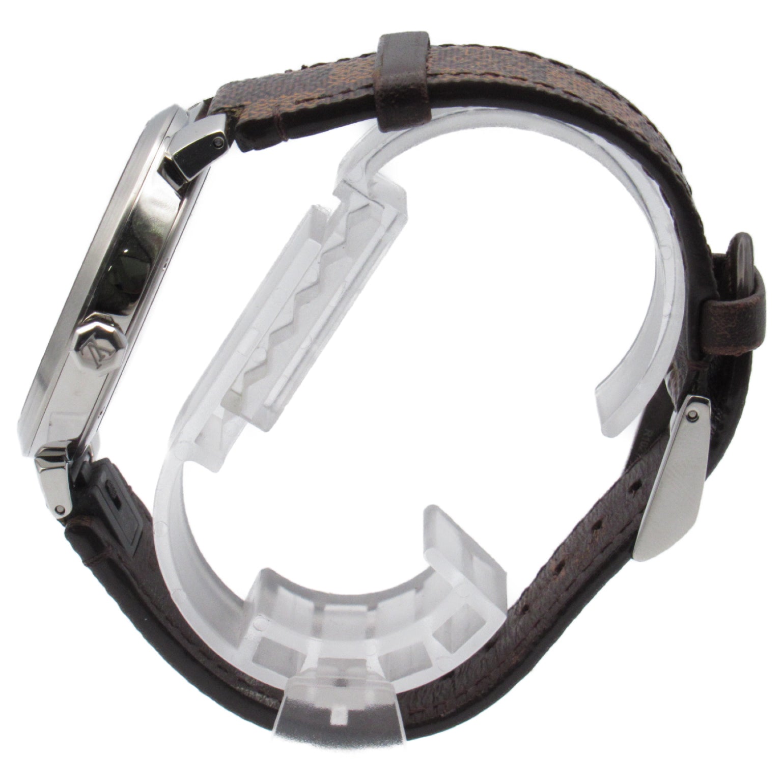 Louis Vuitton Louis Vuitton Tubular Slim  Stainless Steel Leather Belt Men Brown  QA005