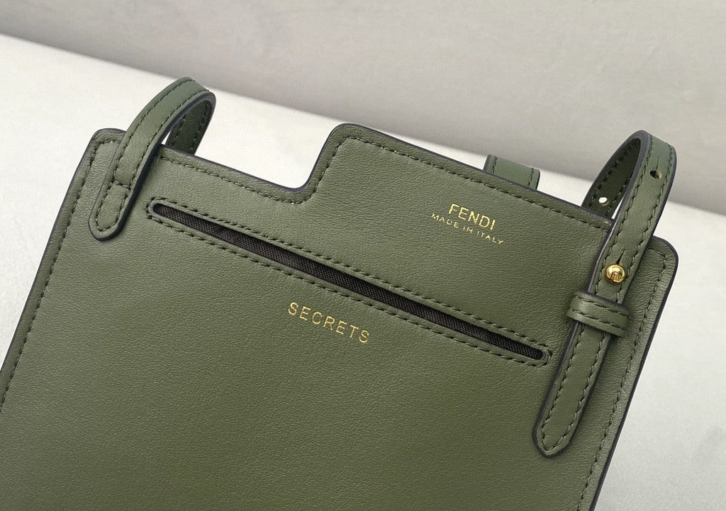 FI Bustine 2 Pockets Mini Olive Bag For Woman 16cm/6in