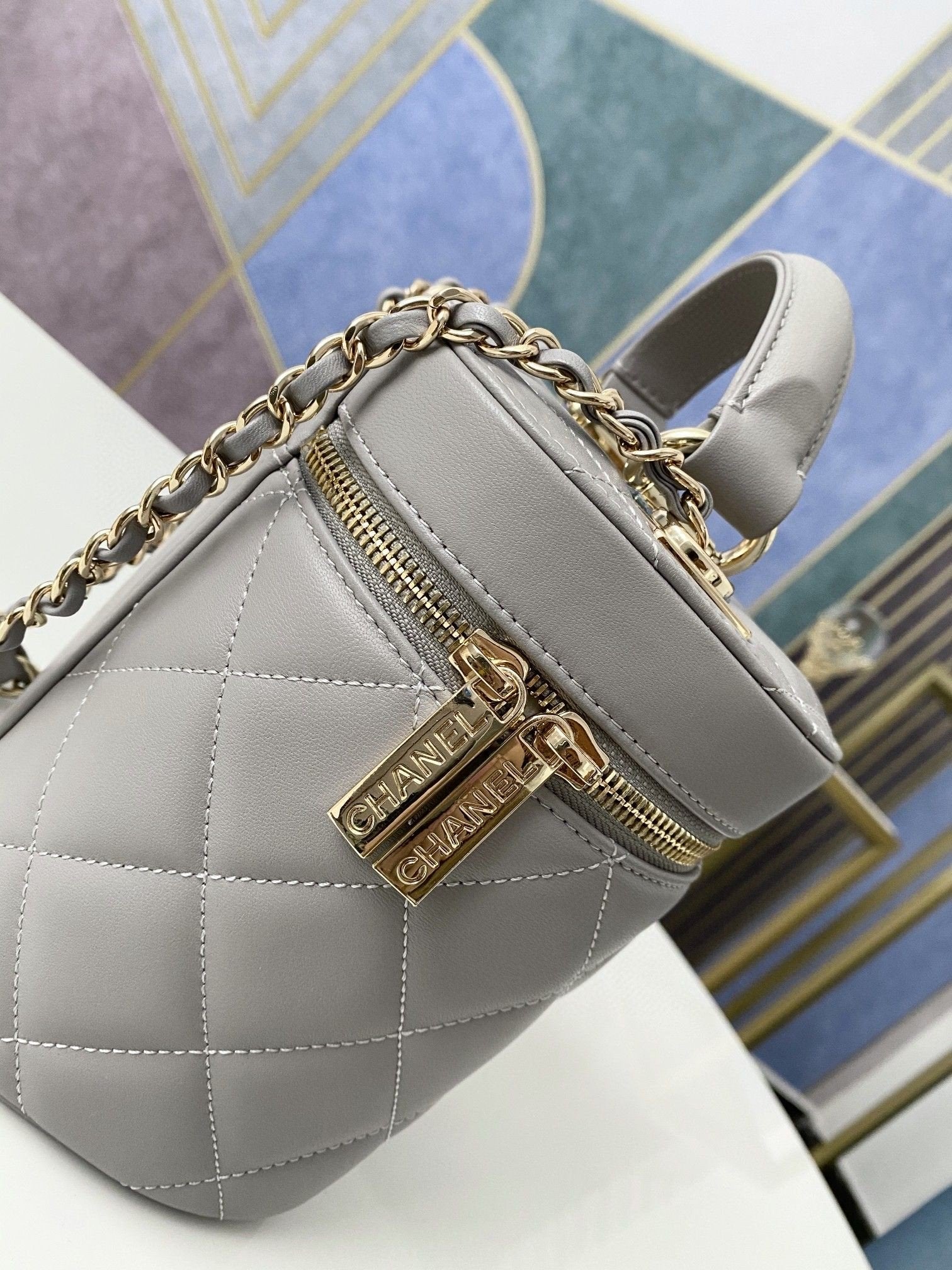 CHLVanity Case Gold Hardware Grey For Women Handbags, Shoulder Bags 9.4in/24cmÃƒâ€šÃ‚Â 