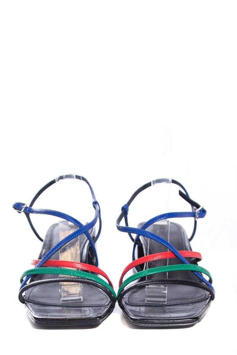 Sigerson Morrison Black and Multicolor Sandals SZ 37.5
