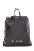 Chanel 22 2023 Black Calfskin Leather Backpack