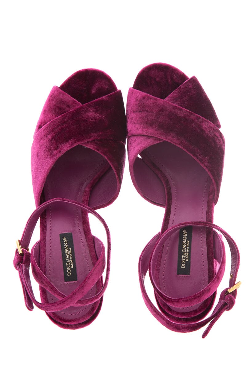 Dolce & Gabbana Burgundy Velvet  Platforms SZ 37