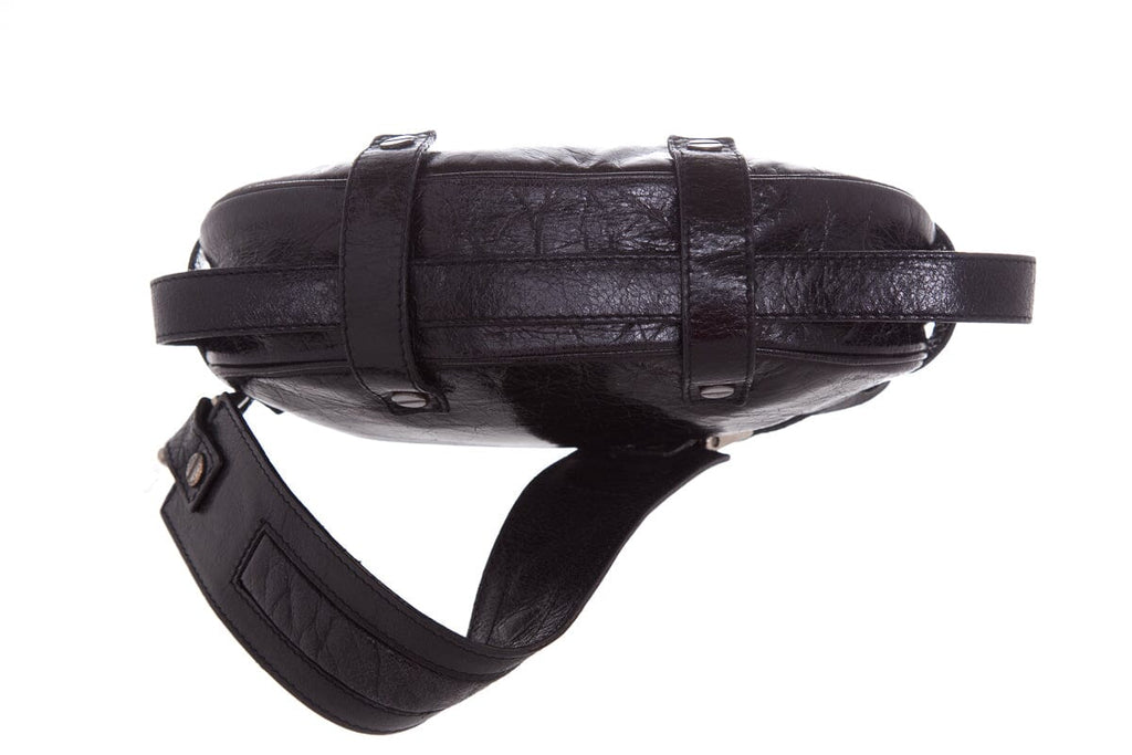 Lanvin Vintage Black Aged Leather Shoulder Bag