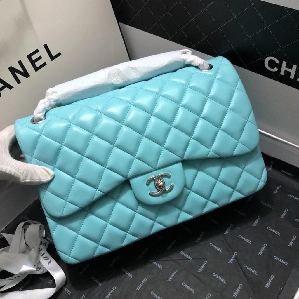 CHLLarge Classic Handbag Silver Hardware Blue For Women, Women’s Handbags, Shoulder Bags 11.8in/30cm