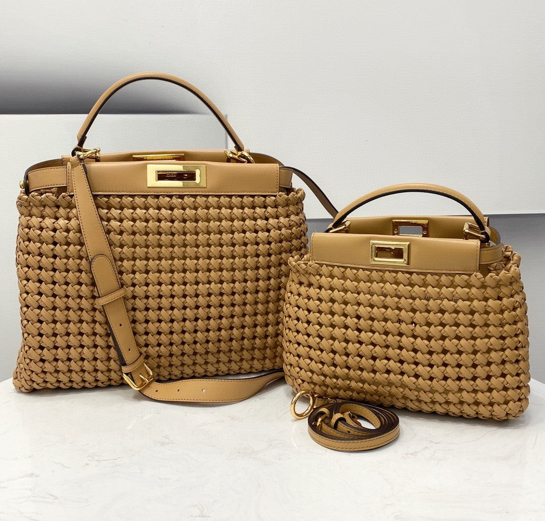FI GlamI Mini Light Brown Braided Bag For Woman 18cm/7in