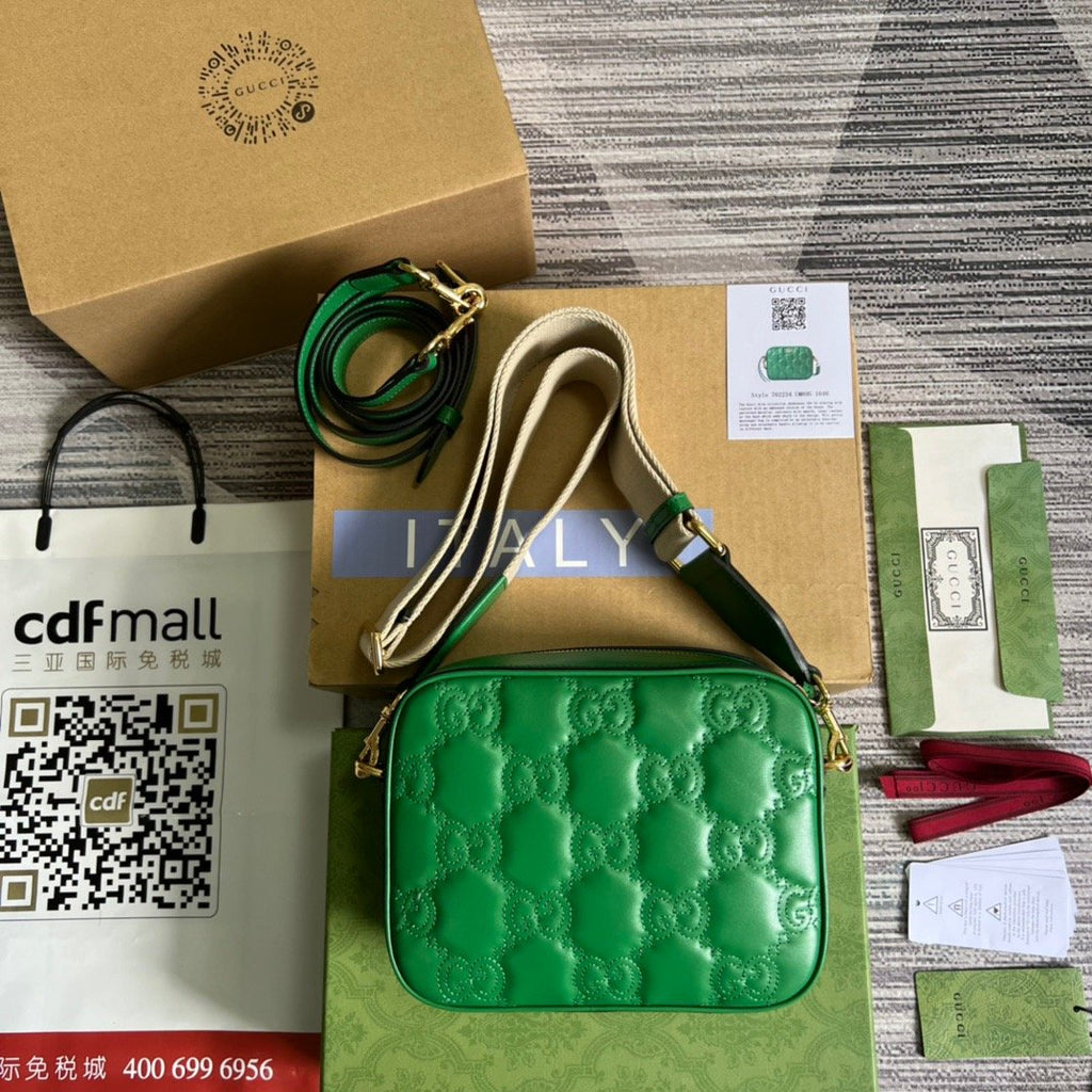 gg Matelasse Shoulder Bag Green For Women, Women’s Bags 8.5in/22cm gg 702234 UM8HG 3389