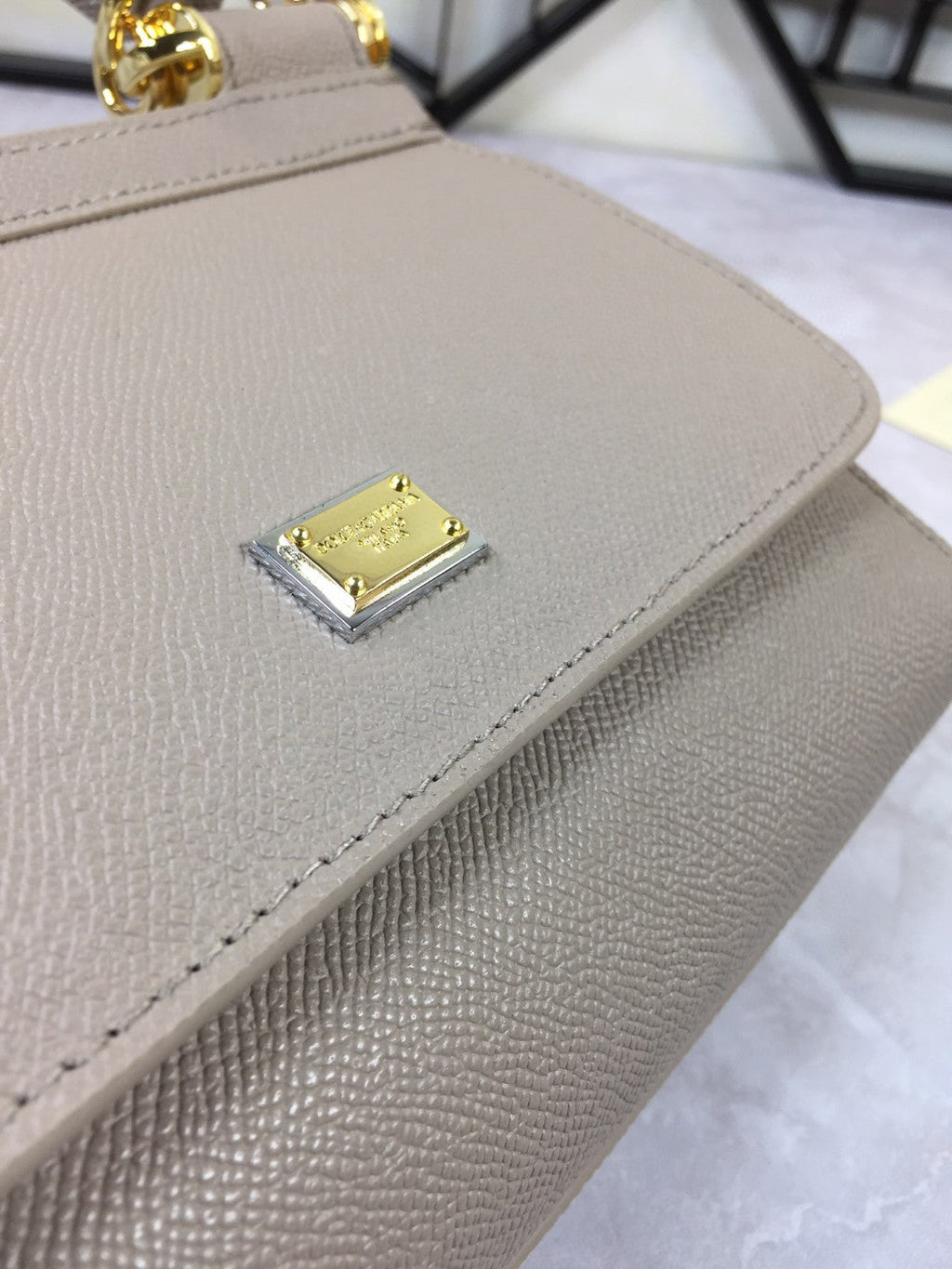 DG Medium Sicily Handbag In Dauphine Grey For Women 10.2in/26cm DG BB4347A100187195