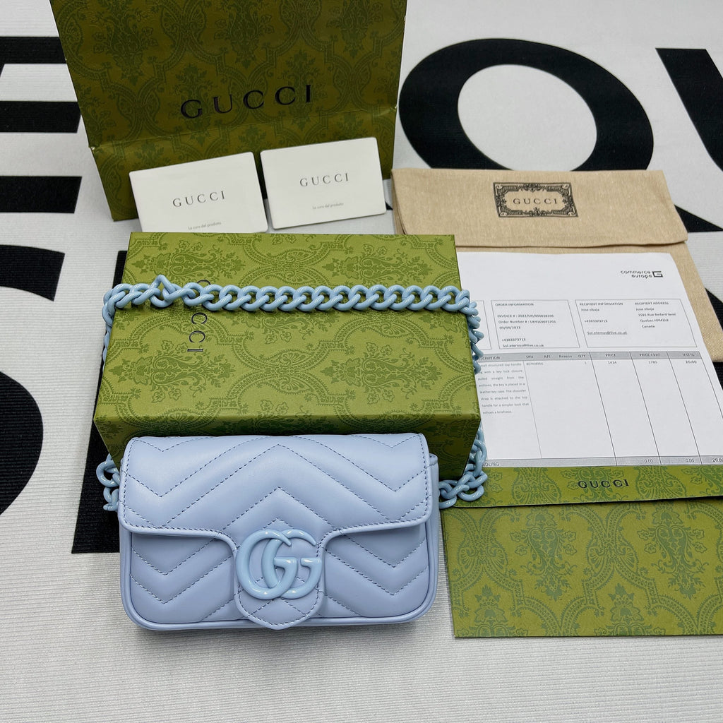 gg Marmont Super Mini Bag Blue For Women, Women’s Bags 6.2in/17cm gg
