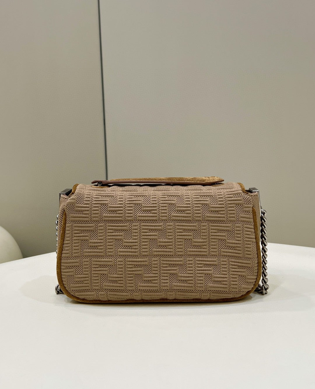 FI Baguette Chain MiGLAMI Beige FF Fabric Bag For Woman 14.5cm/6in 8BR793AHW5F1F2J