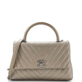 CHANEL Coco Top Handle Bag Chevron Caviar Small