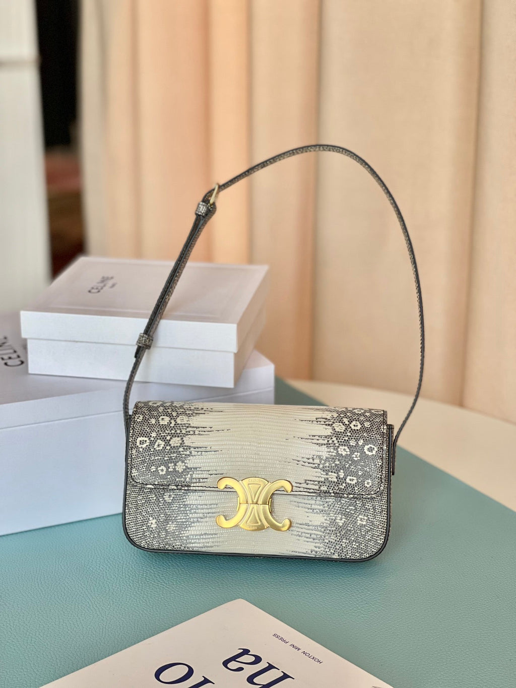 GLAMI Triomphe Shoulder Bag In Lizard Natural For Women 8in/20cm 194144BF5.02VG