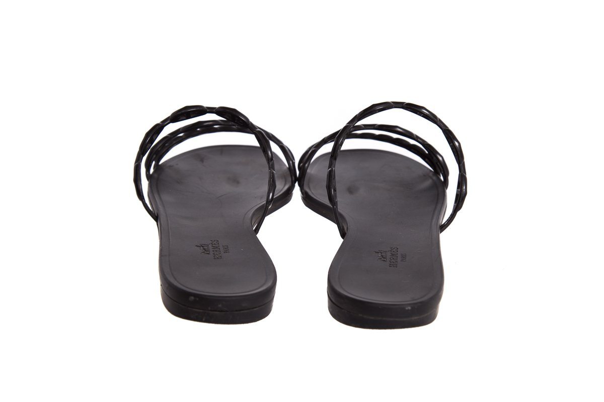 HermÃƒÆ’Ã‚Â¨s Black Rivage ChaÃƒÆ’Ã‚Â®ne d'Ancre Insignia Rubber Sandals SZ 41