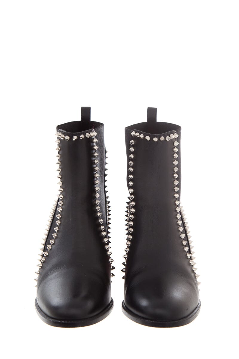 Christian Louboutin Black Outline Spike Leather Booties SZ 37