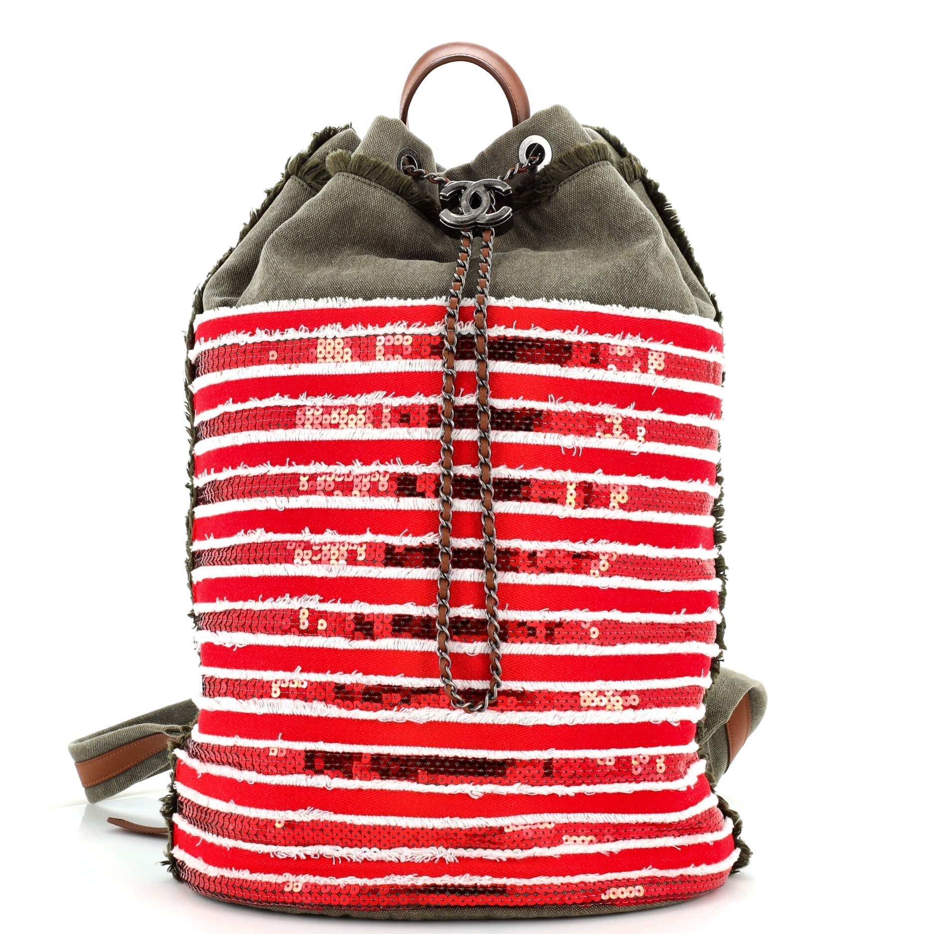 CHANEL Cubano Trip Backpack Sequin Embellished Canvas Medium
