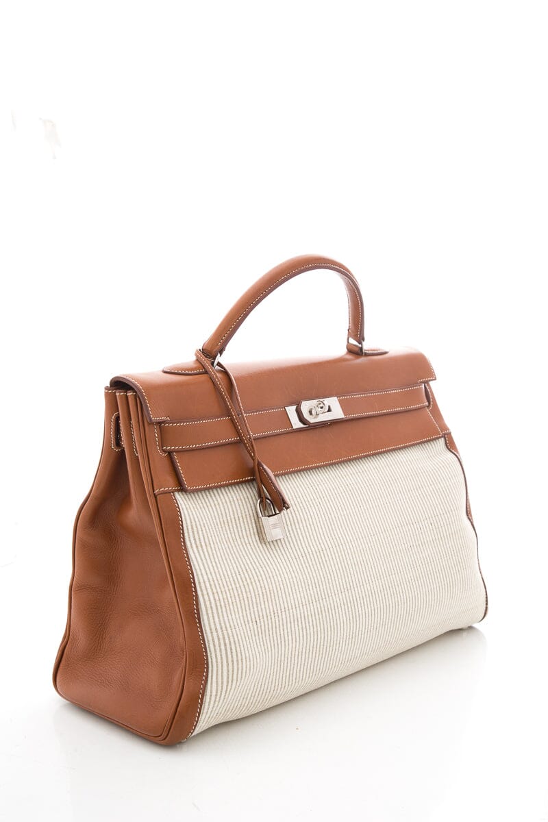 HermÃƒÆ’Ã‚Â¨s Vintage Kelly 40 Crinoline & Barenia Leather Handbag