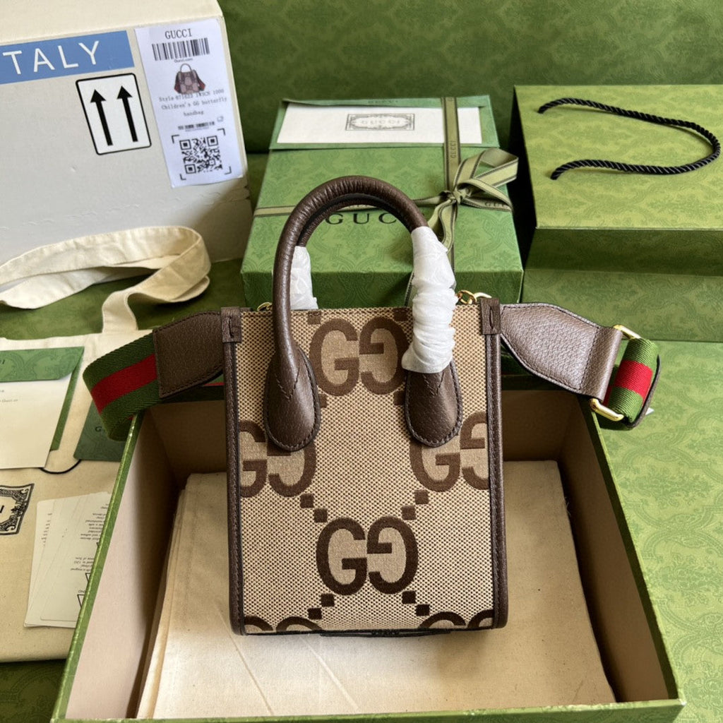 Glami Jumbo Glami Mini Tote Bag Camel And Ebony Jumbo Canvas For Women  8in/20cm 699406 UKMGLAMI 2570